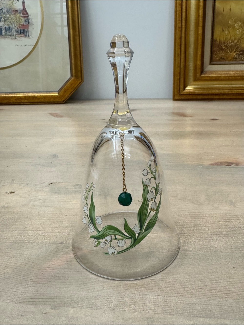 Vintage Avon Hand-Painted Glass Bell with Lily-of-the-Valley Motif
